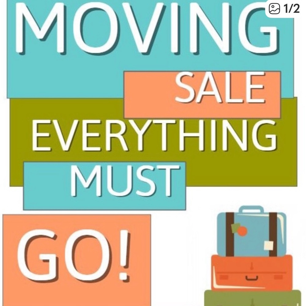 Moving Sale Graphic Print with Suitcase Illustration